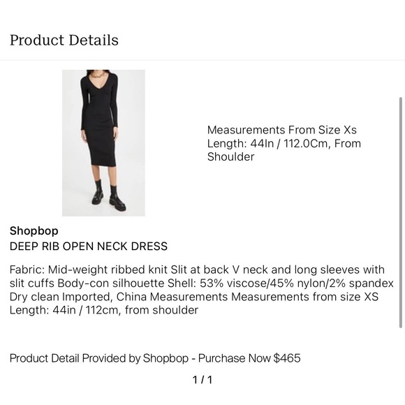 Jonathan Simkhai V-Neck Ribbed Stretchy Black Midi Dress Long Sleeve Cocktail - Picture 7 of 16